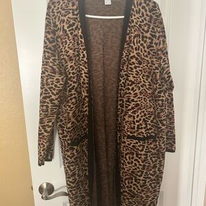 Chico's Jacquard Leopard Cardigan